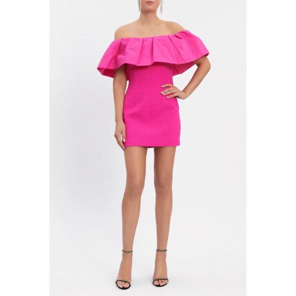 REBECCA VALLANCE Cecily Off the Shoulder pink mini dress size 0 - Picture 11 of 11